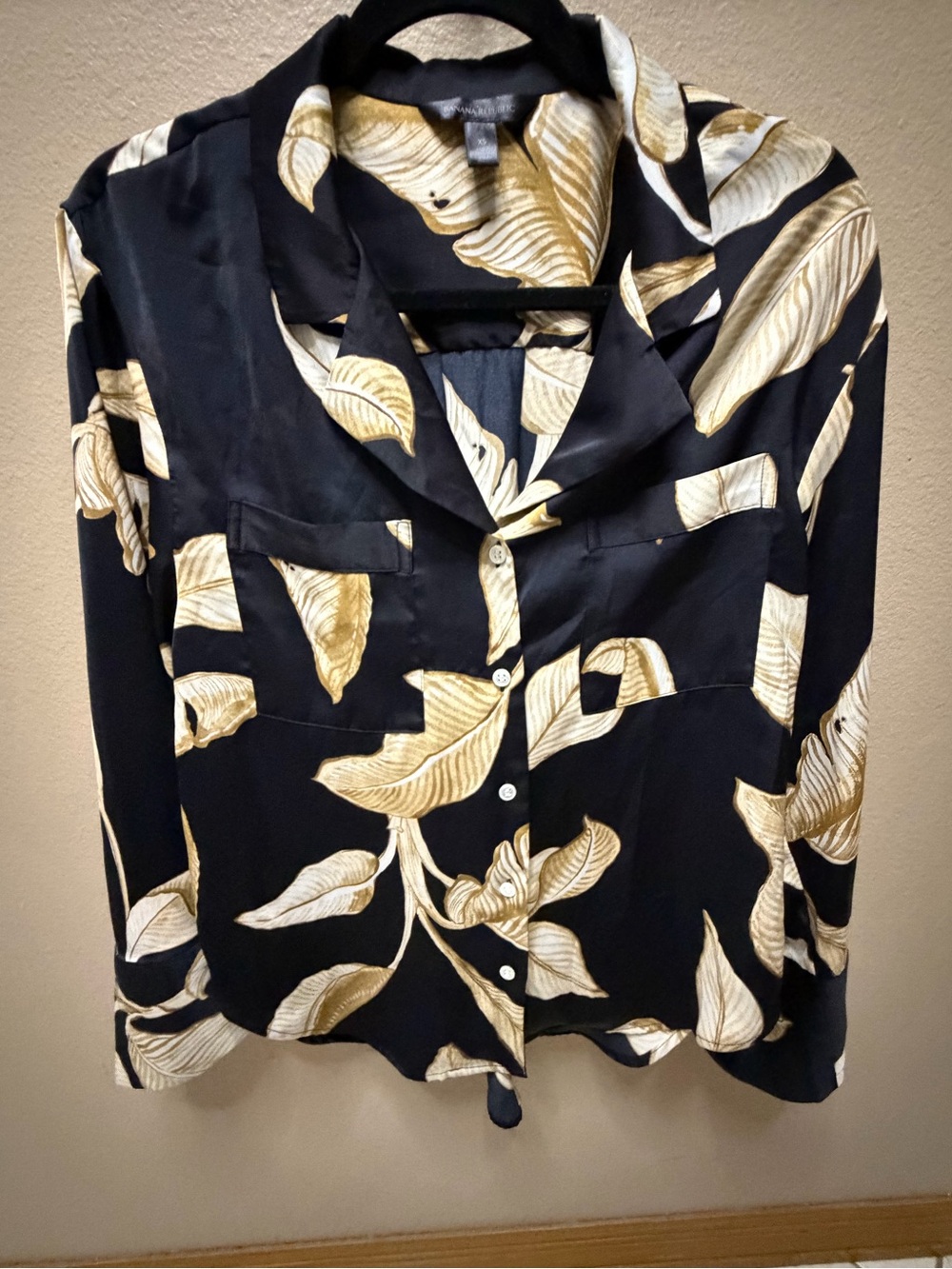 Banana Republic Black and Gold Floral Blouse
